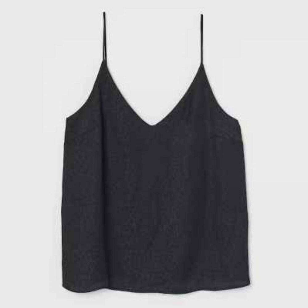 H&M BLACK LEOPARD PRINT V-NECK SPAGHETTI STRAP SILKY CAMISOLE 16 NWT
